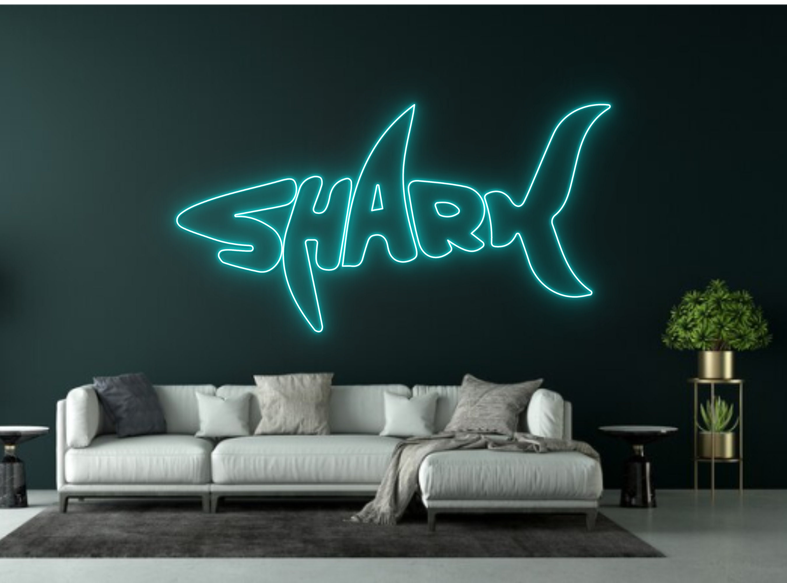 Shark Logo Neon Sign Wall Art Decor Gift