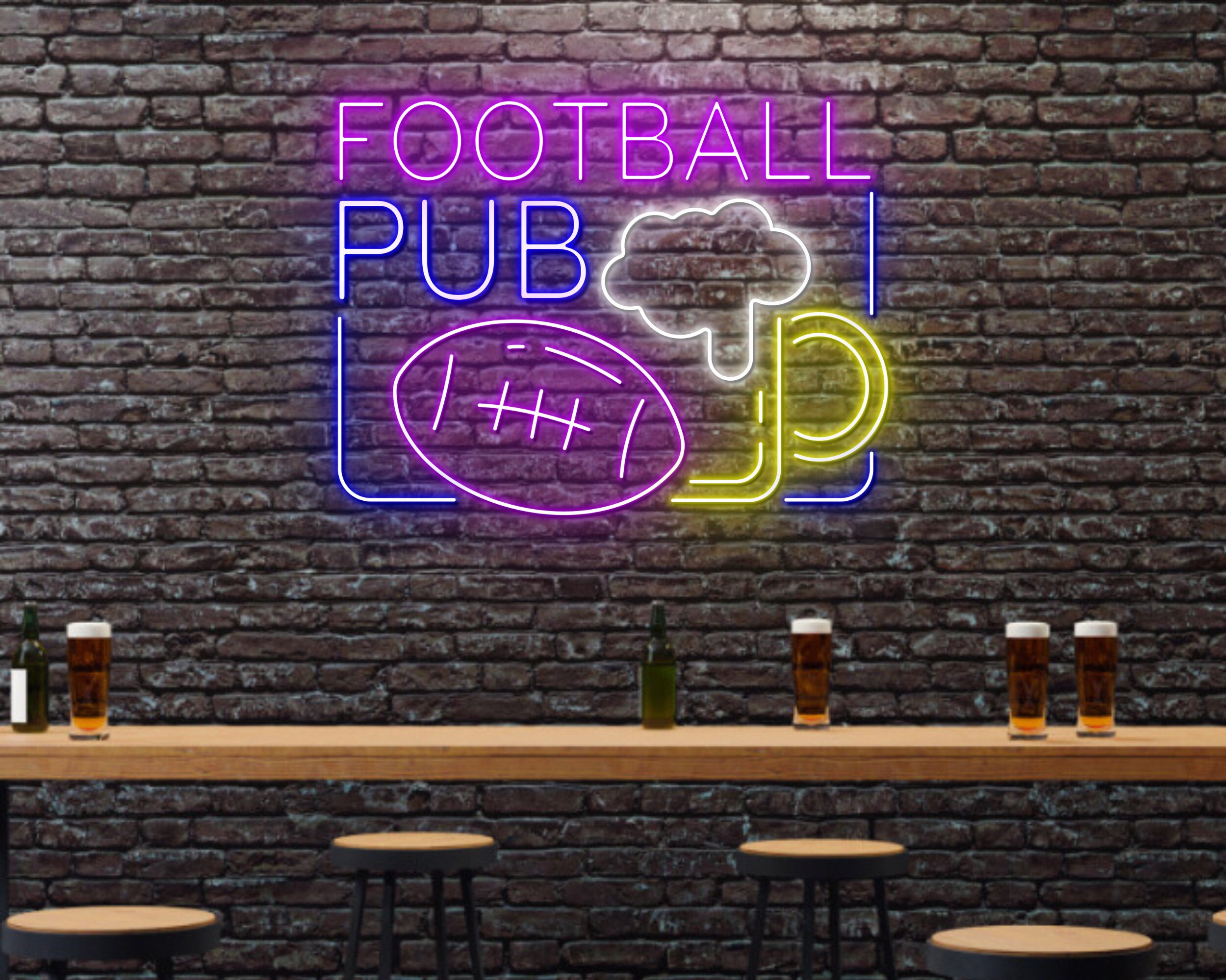 Football Pub Beer Party Pub Neon Signs Outside Decor