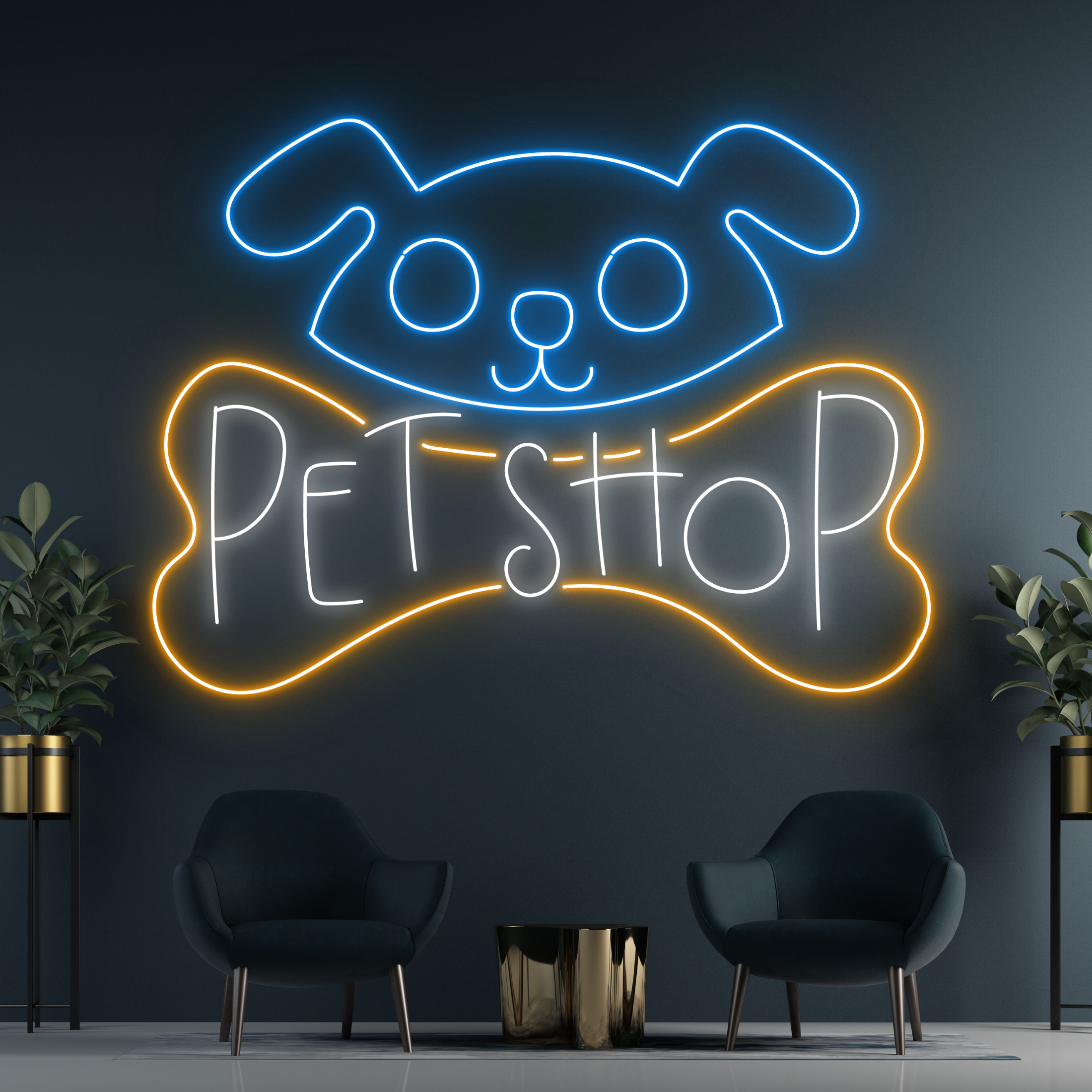 Dog Pet Shop Bone Neon Sign Pet Shop Salon Wall Decor