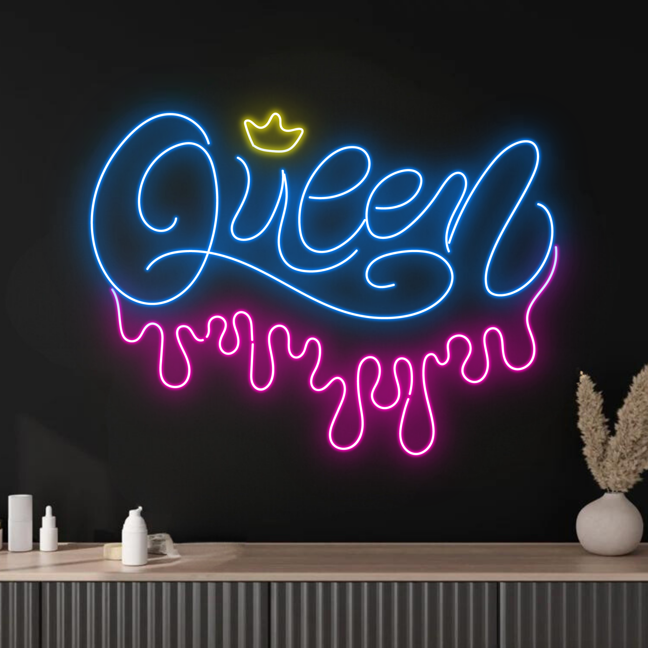 Queen Neon Sign Boutique Wall Long-lasting Lights Decor