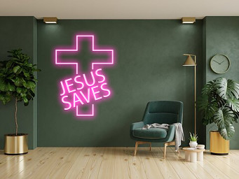 Jesus Saves Neon Sign