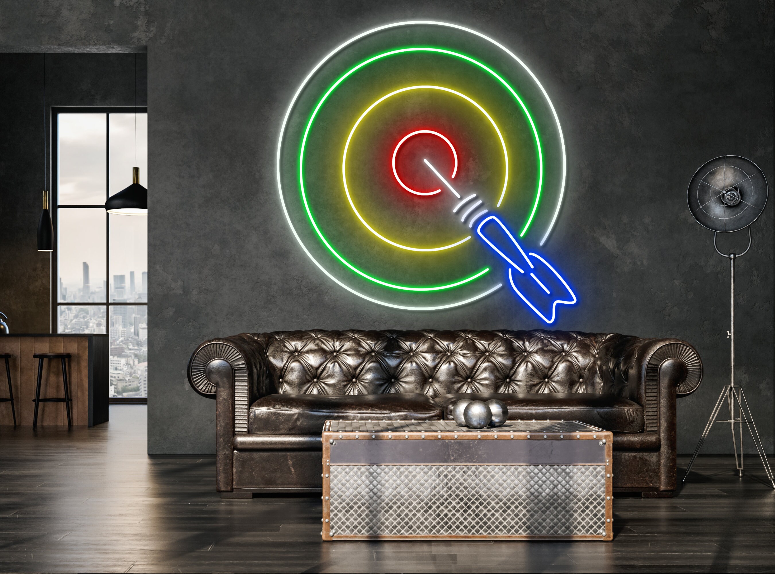 Target Arrow With Dart Neon Signs