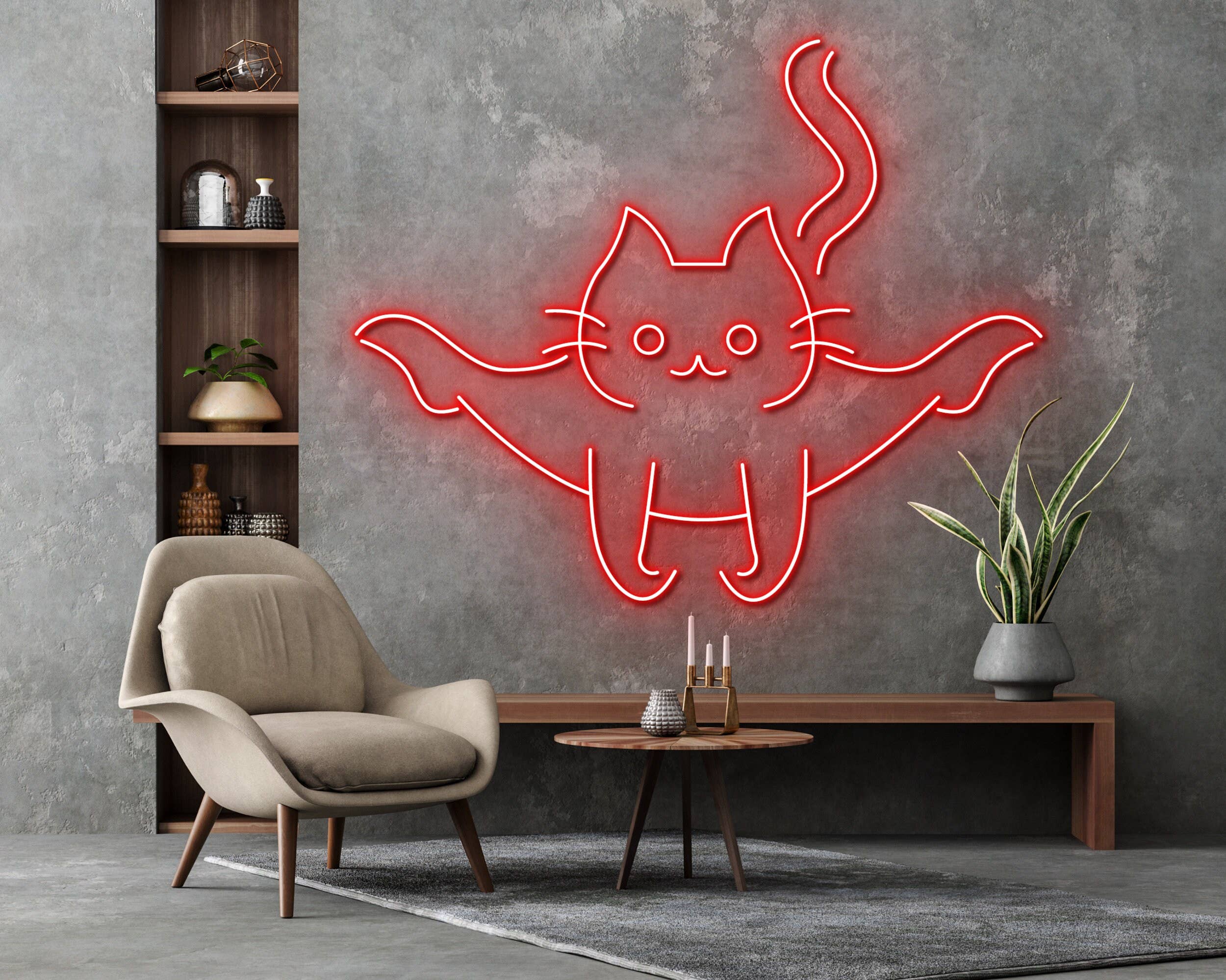 Cat Yoga Pose Line Art Neon Signs