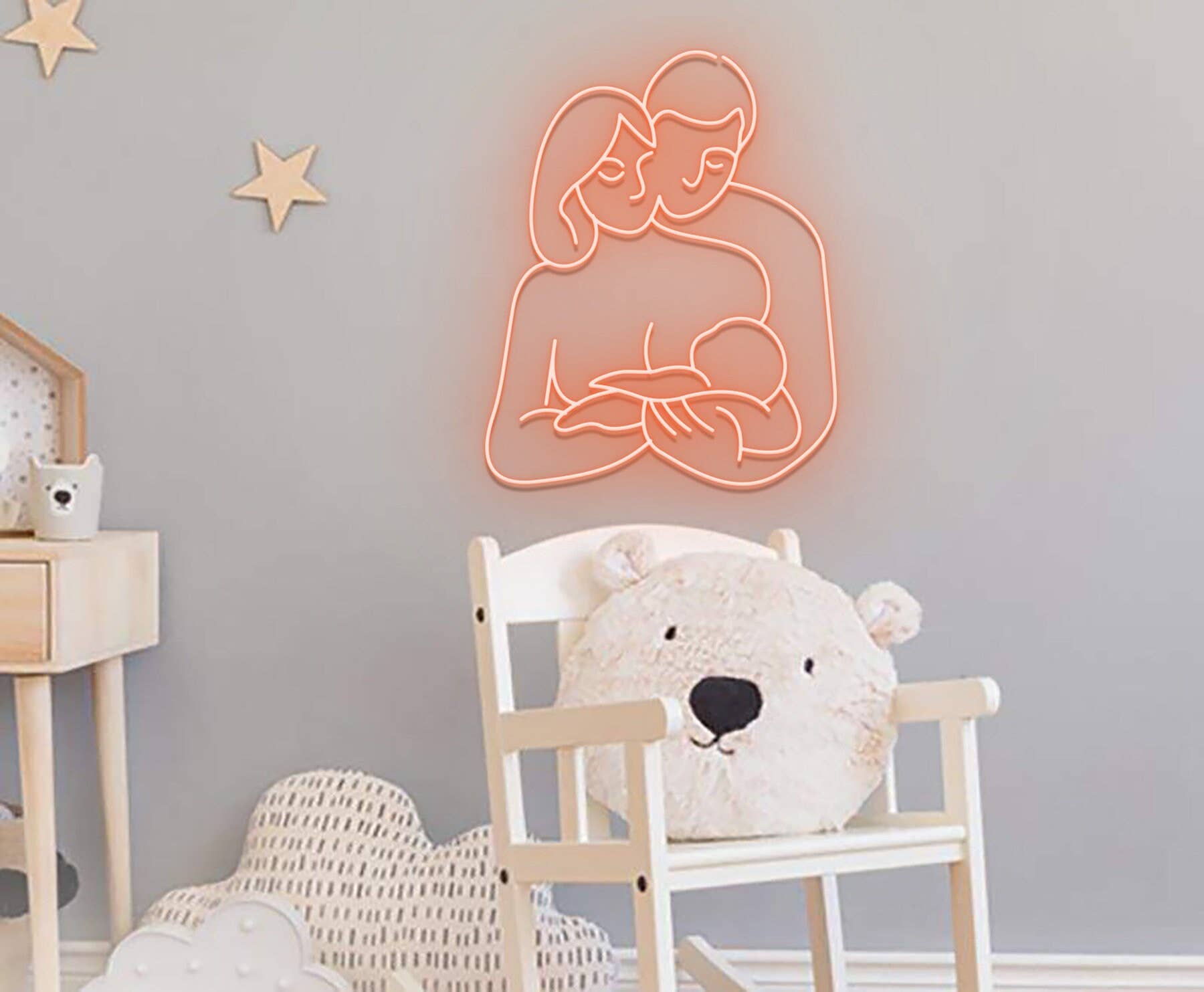 Dad Mom Baby Neon Sign Neon Sign Family Home Wall Decor