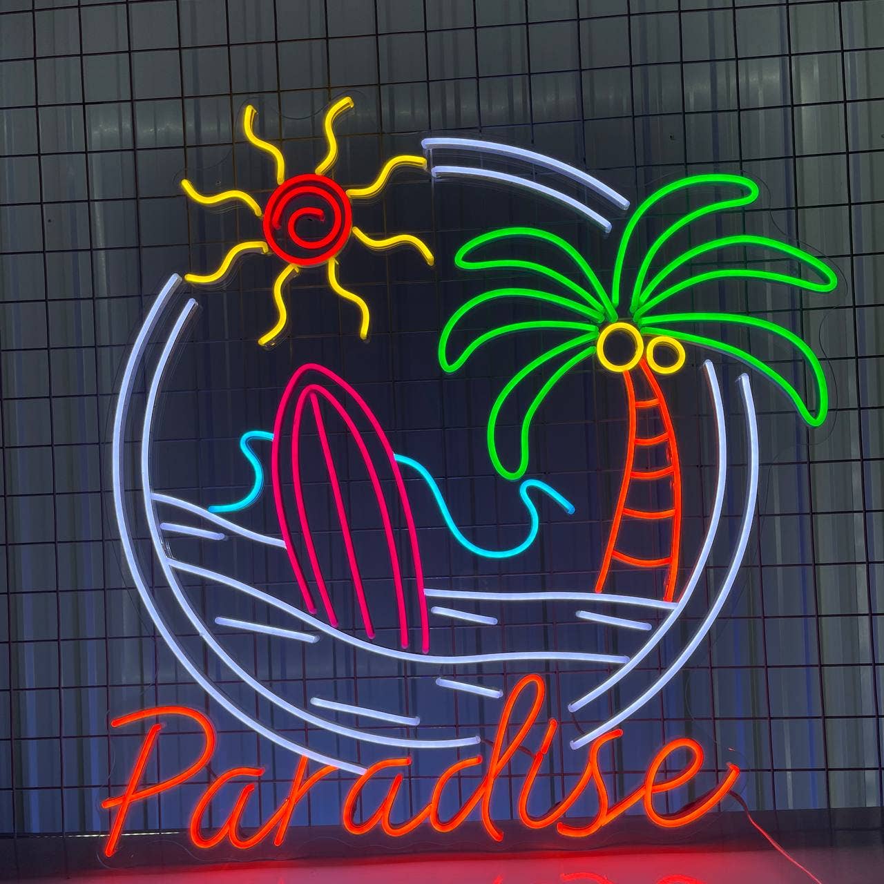 Paradise Beach View Neon Sign Summer Decor