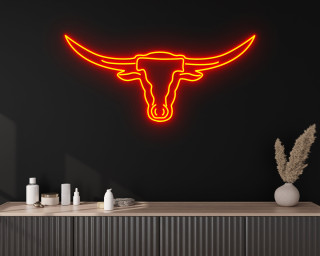 Longhorn Bull Head Skull Neon Sign