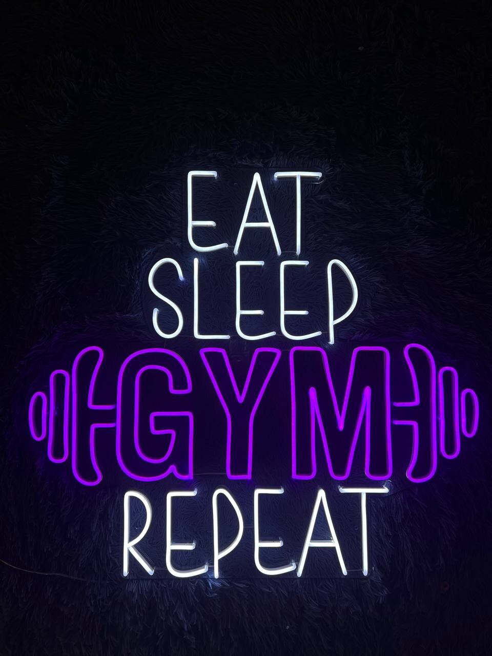 Eat Sleep Gym Repeat Neon Sign Sport Art