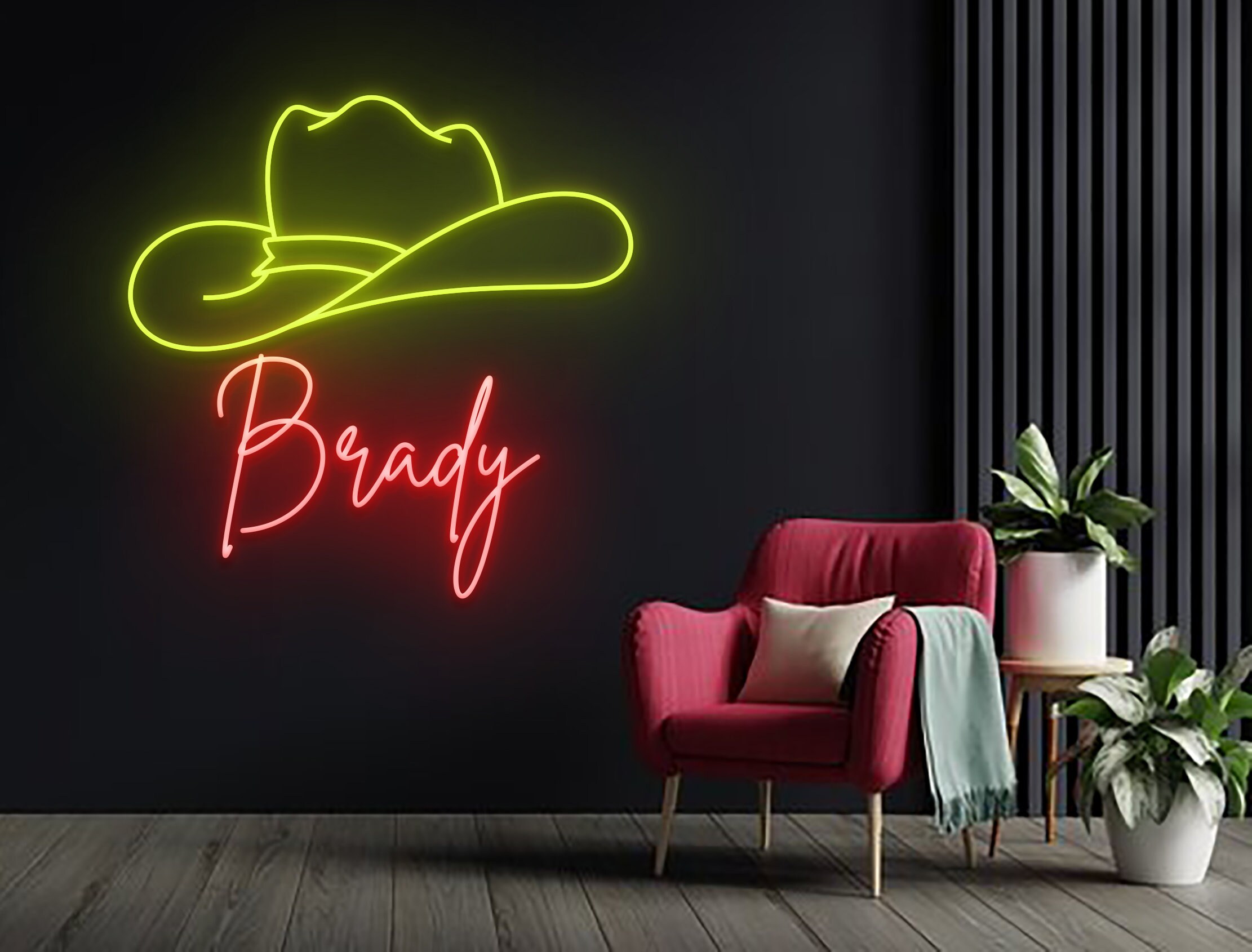 Custom Name Cowboy Hat Neon Sign Wall Decoration Gift