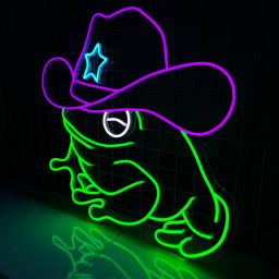 Frog Cowboy Hat Neon Sign Animal Wall Decor