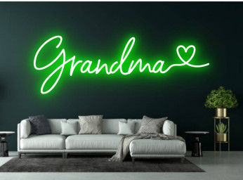 Grandma With Heart Neon Sign Family Wall Decor