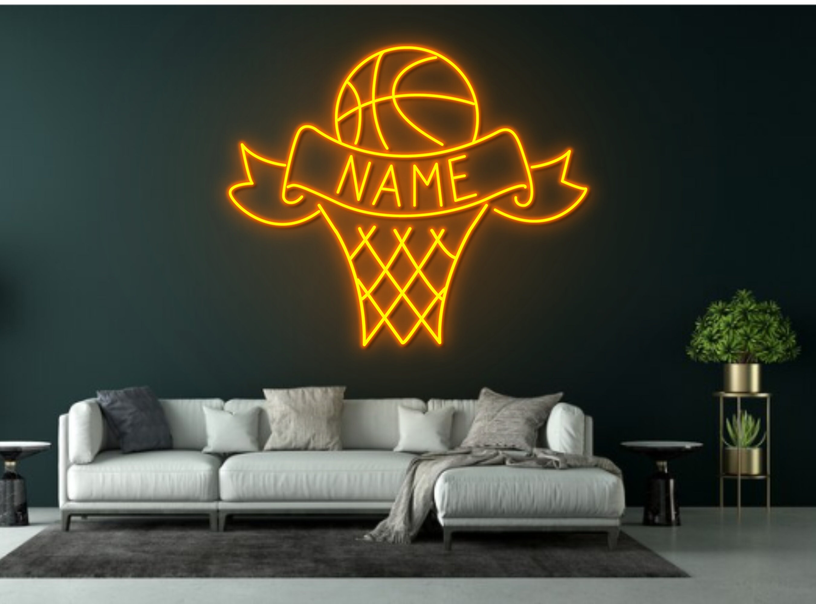 Custom Name Backboard Basketball Ball Neon Sign