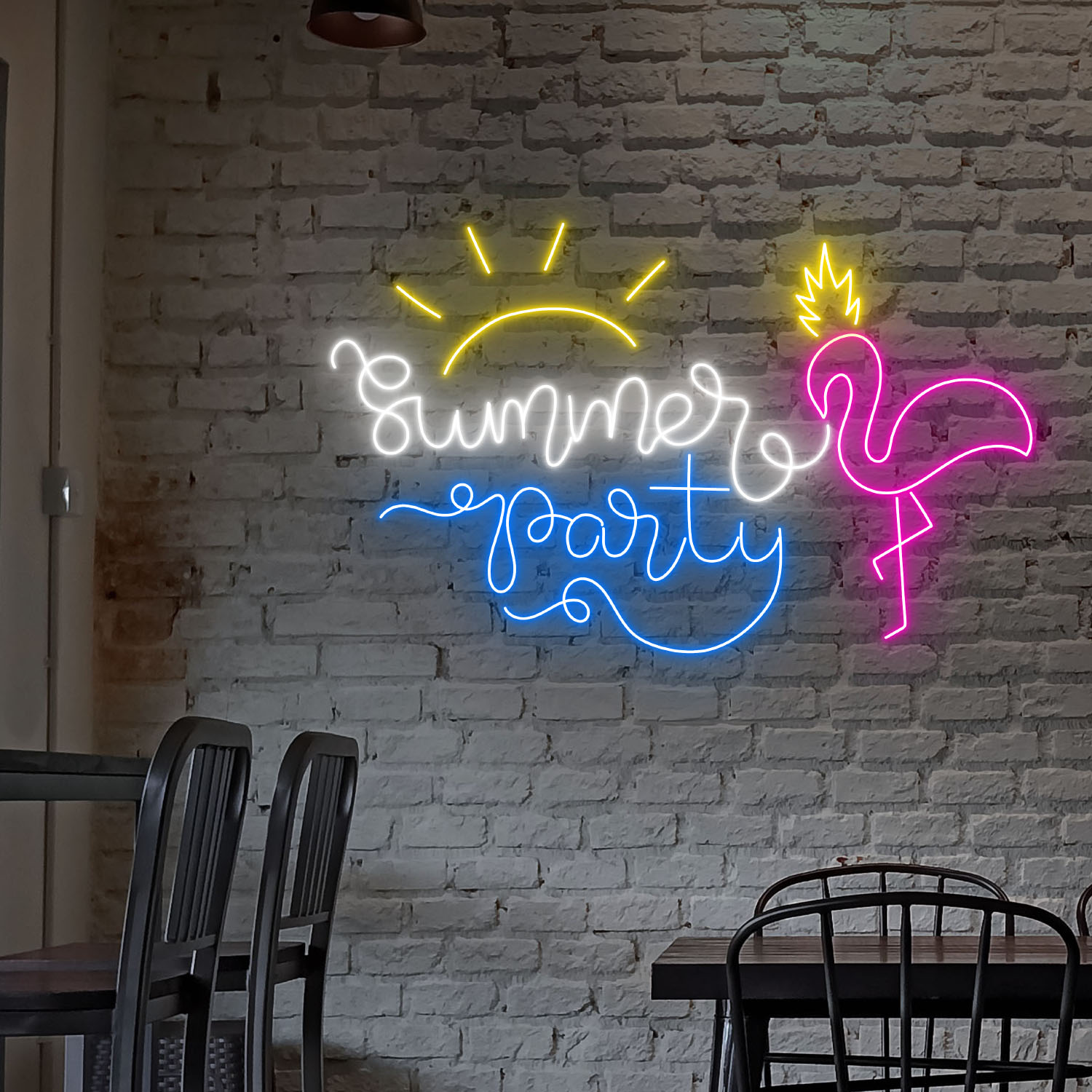 Pink Flamingo Summer Party Neon Sign Decor