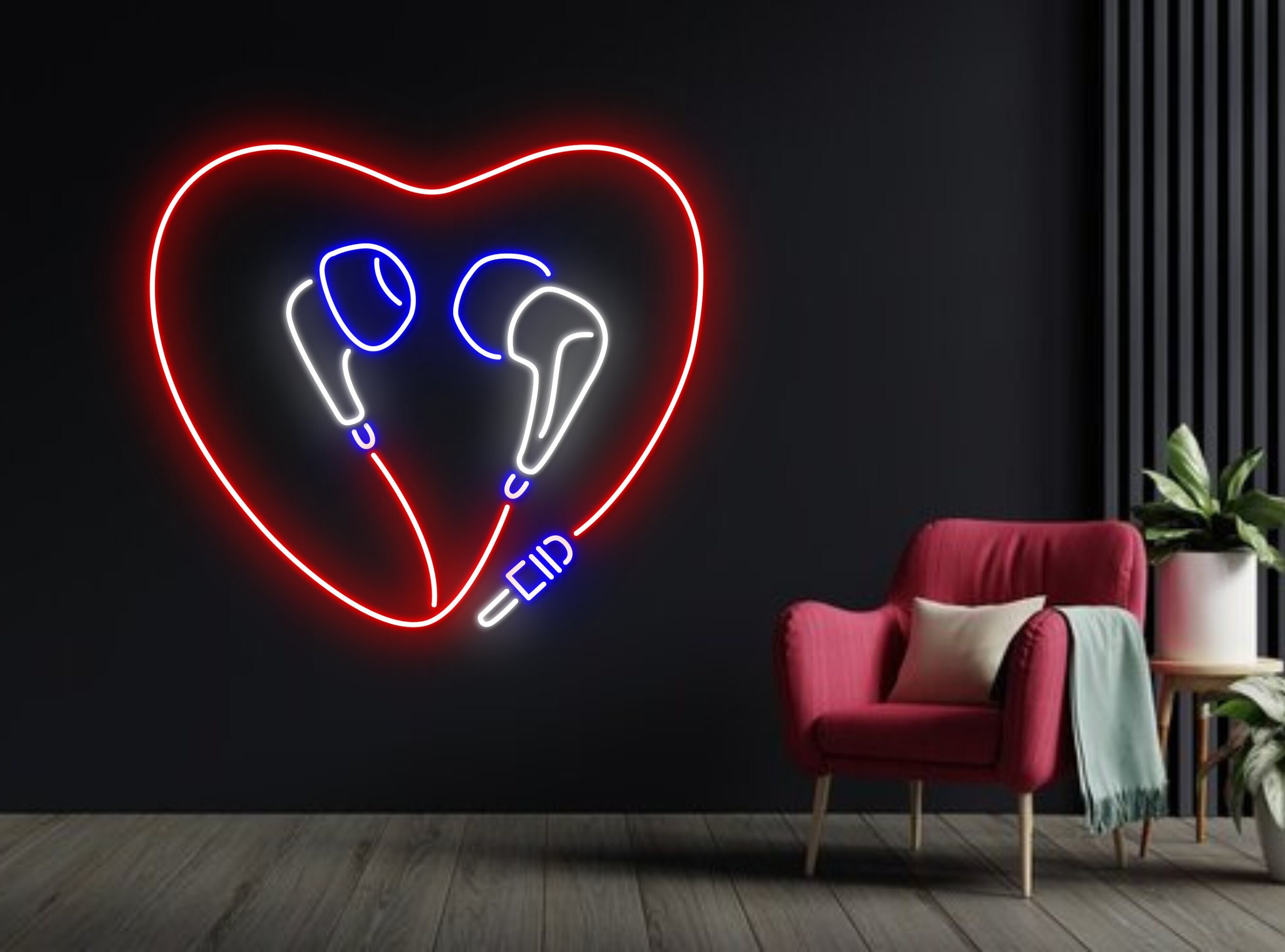 Colorful Earphone Neon Sign Home Wall Decor