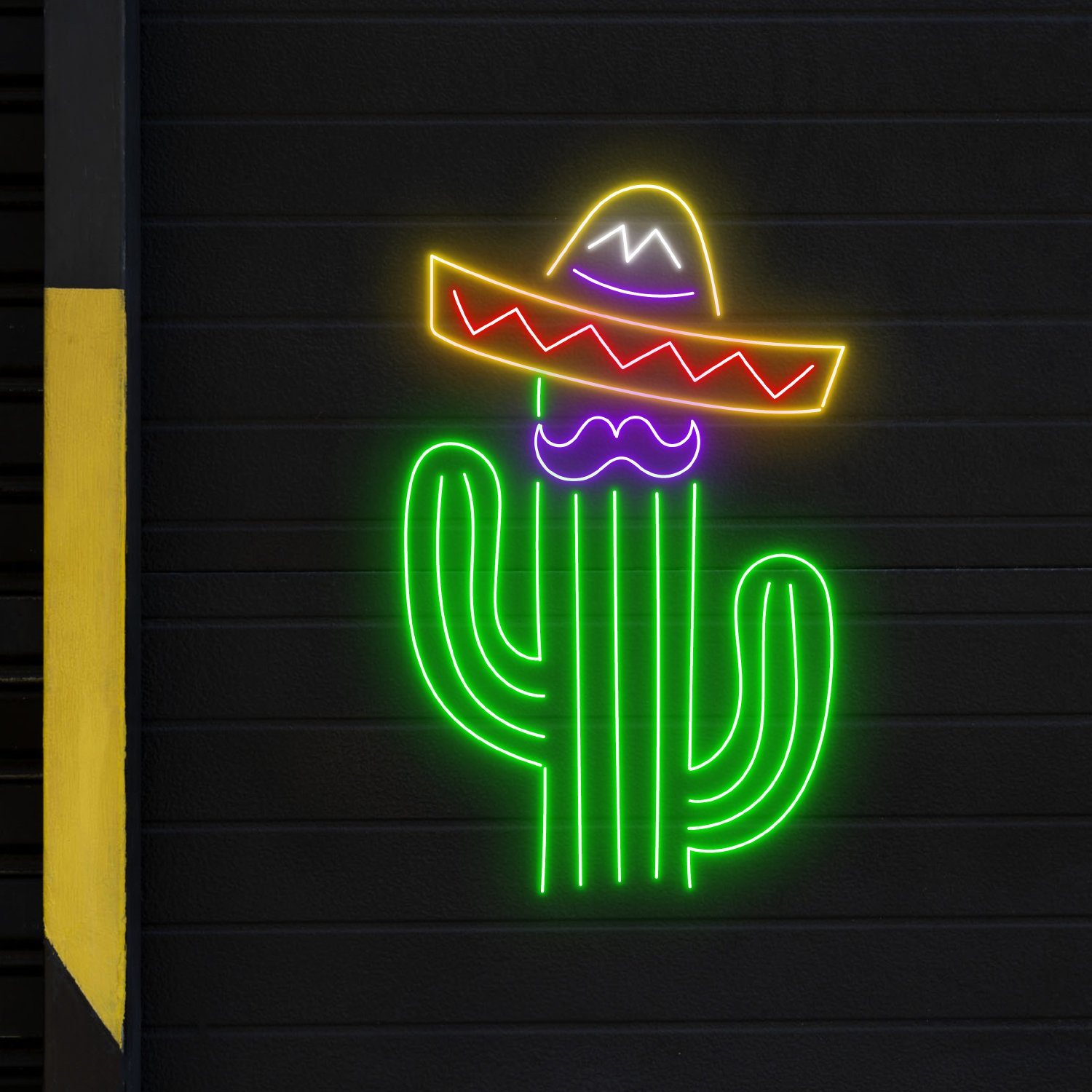 Mexican Sombrero Cactus Neon Sign