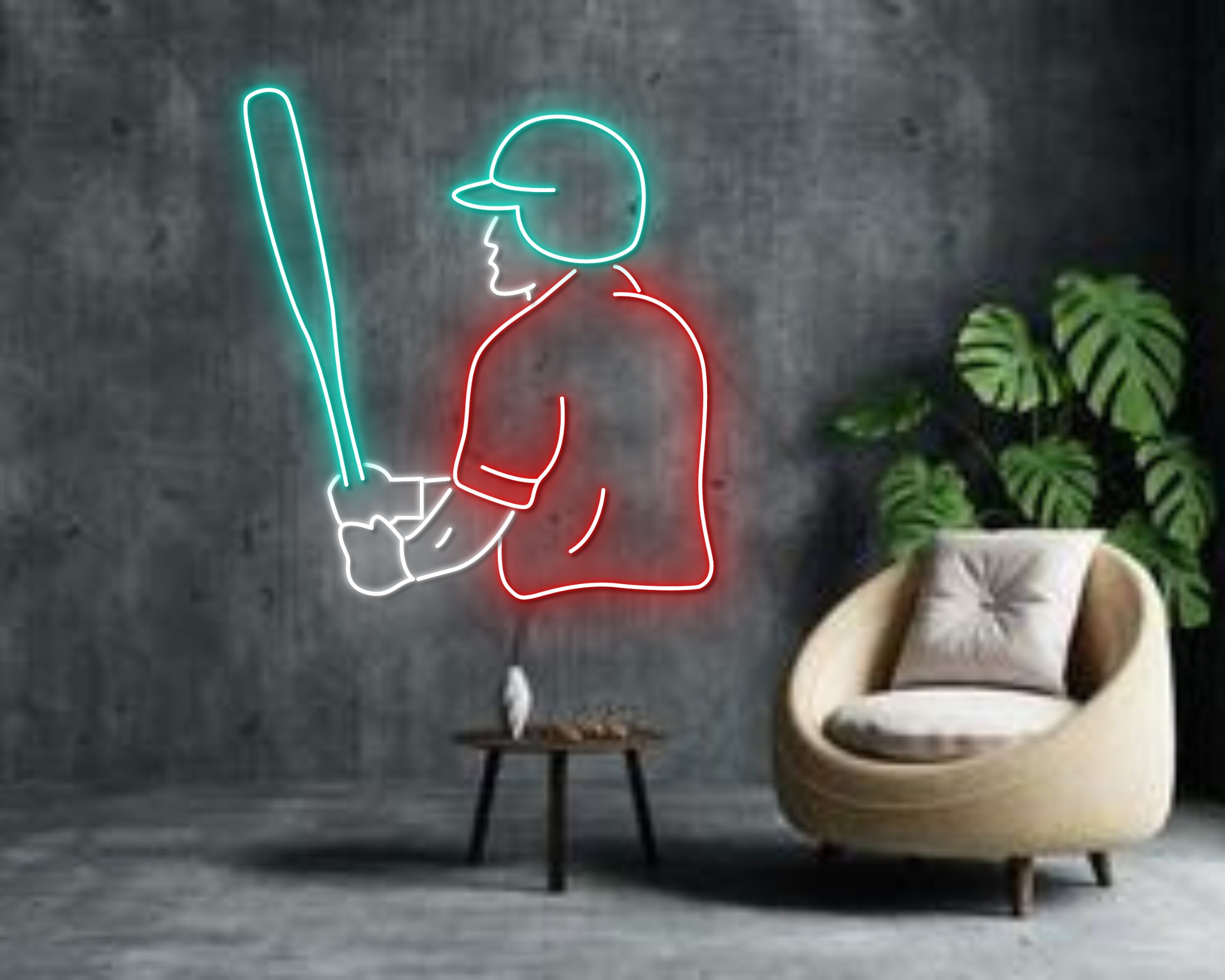 Baseball Player Neon Sign