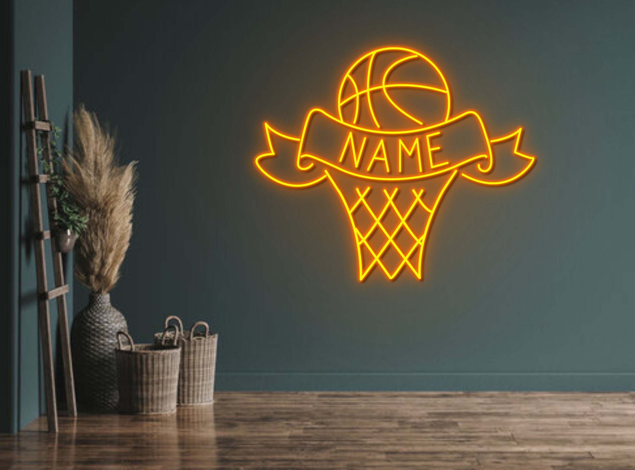 Custom Name Backboard Basketball Ball Neon Sign