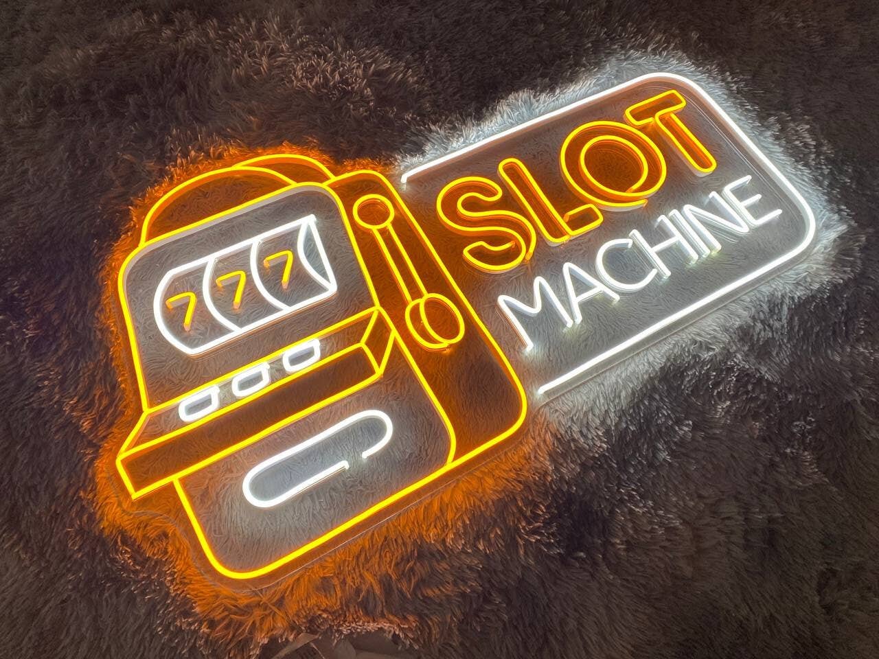 Slot Machine Neon Sign Gaming Store Decor