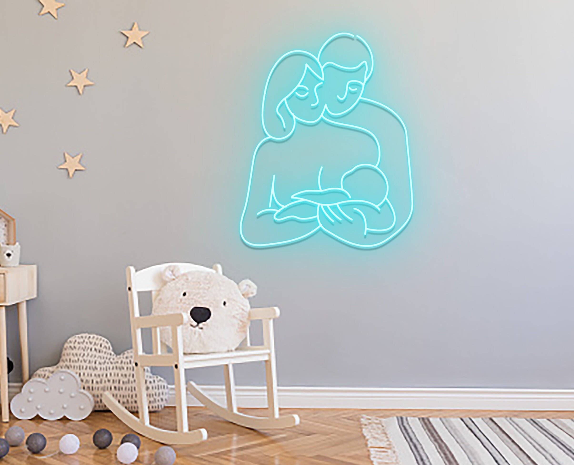 Dad Mom Baby Neon Sign Neon Sign Family Home Wall Decor