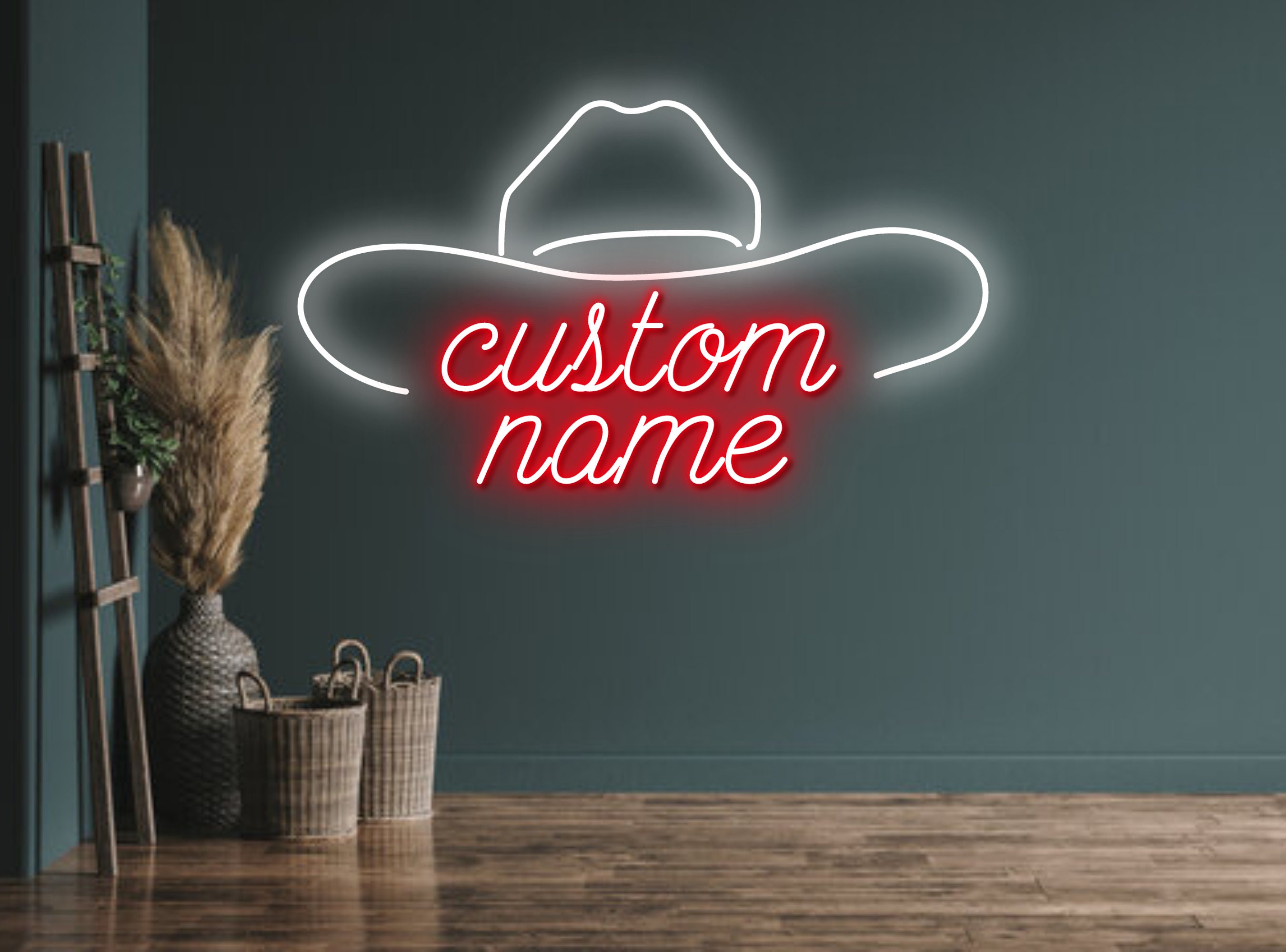 Custom Name Cowboy Hat Neon Sign Wall Decor