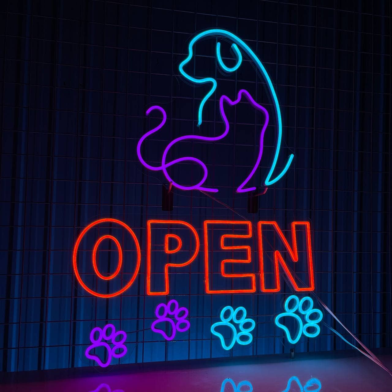 Open Pet Shop Neon Signs Welcome Sign for Pet Salon Vet