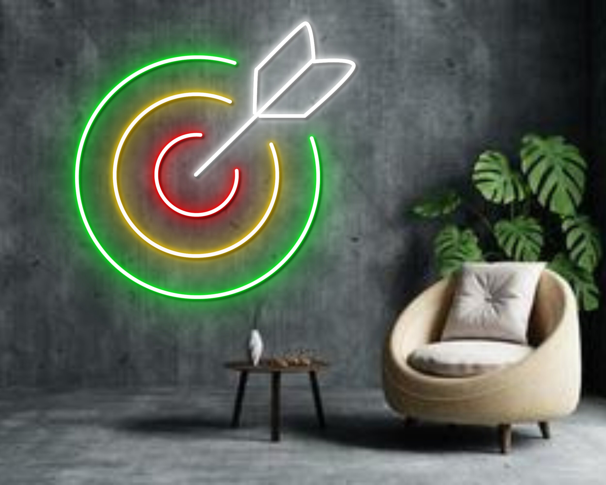 Target With Dart Neon Sign Hanging Sign Wall Art