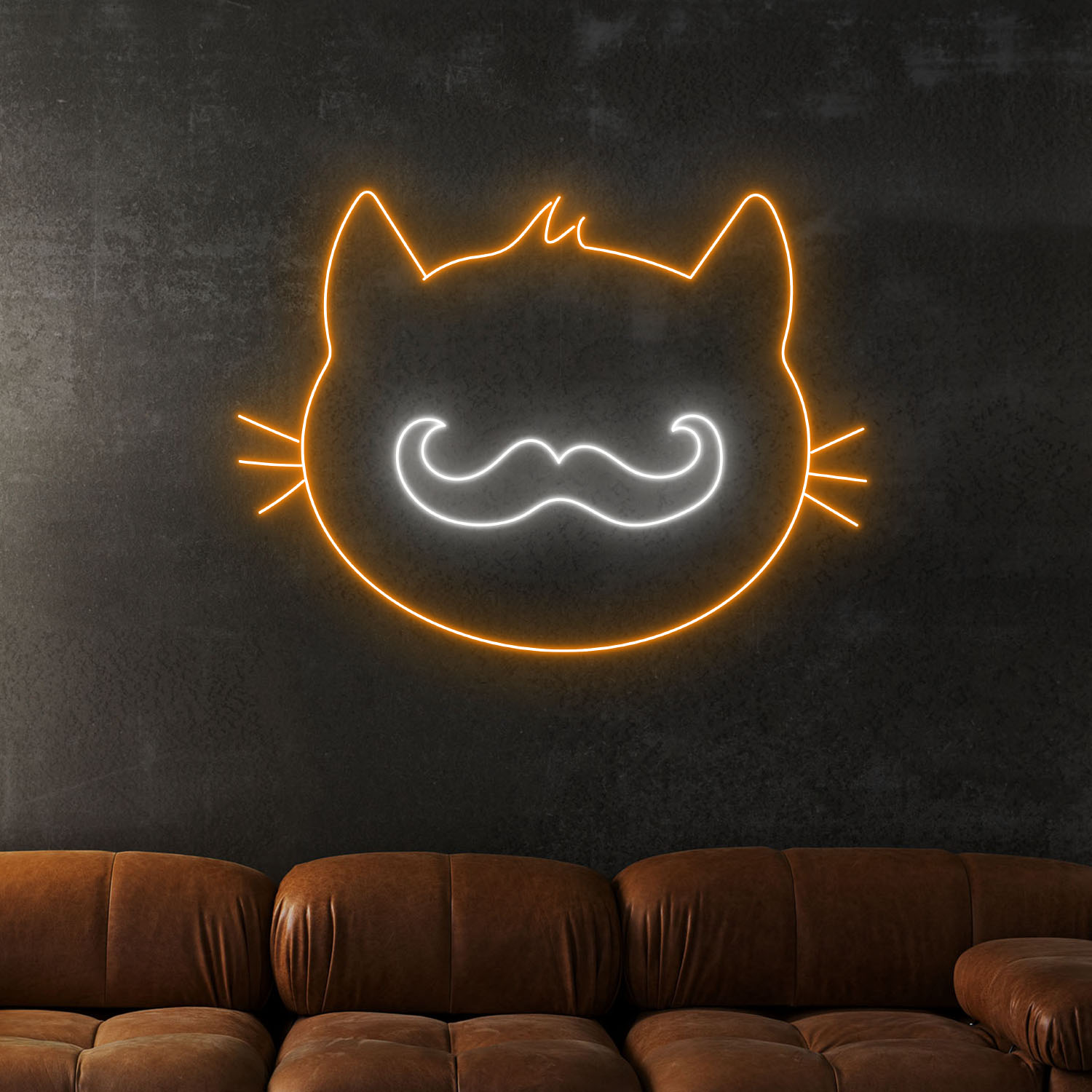 Mustache Cat Neon Sign Funny Cat Wall Art Decor