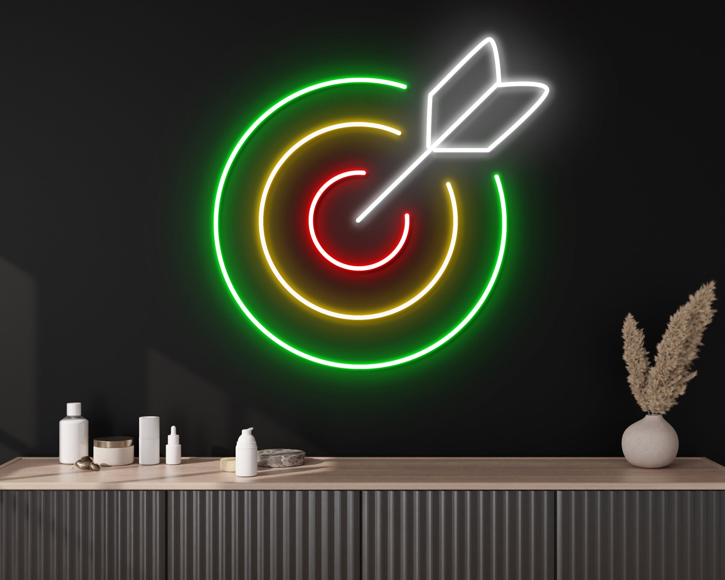 Target With Dart Neon Sign Hanging Sign Wall Art