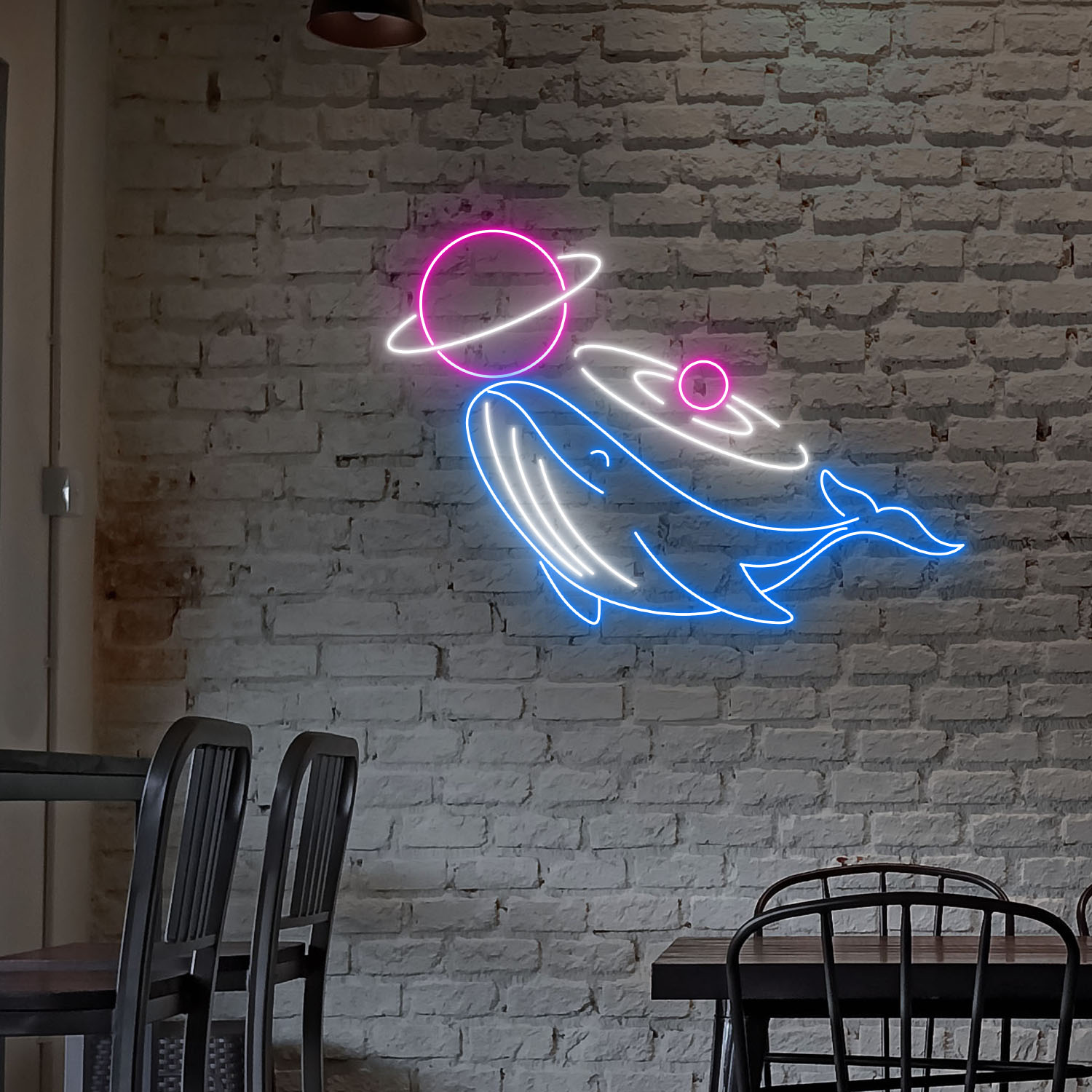 Space Whale Neon Sign Universe Art Wall Decor