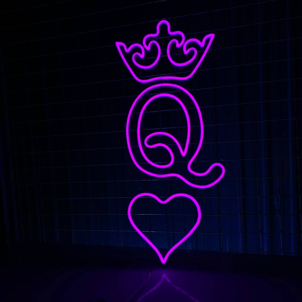 Q of Hearts Led Light Deck Of Cards Neon Sign