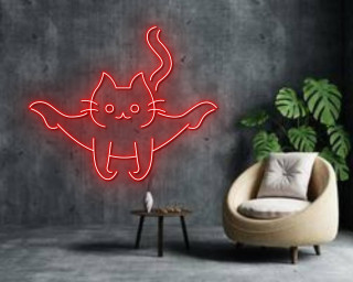 Cat Yoga Pose Line Art Neon Signs