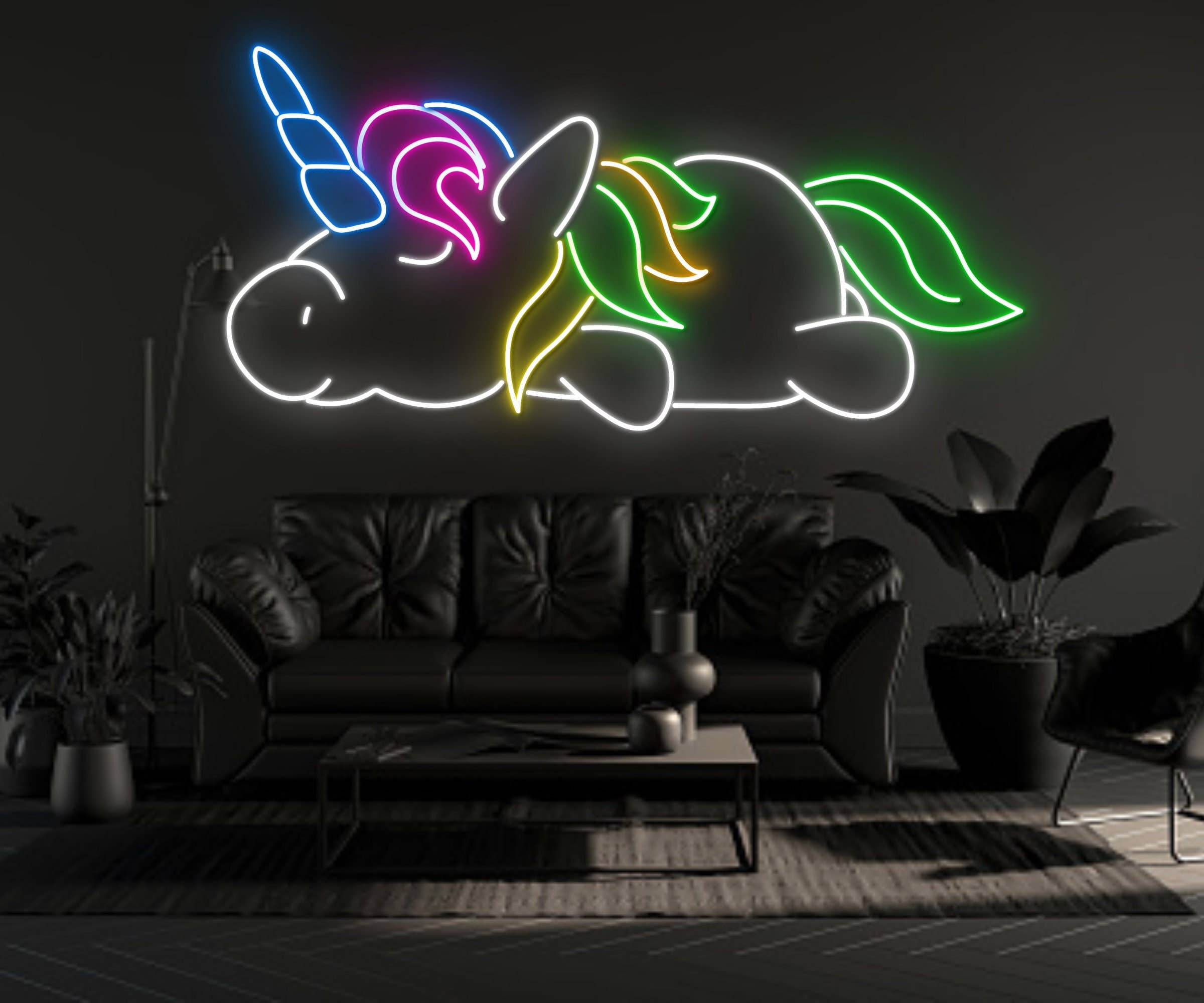 Lazy Colorful Unicorn Neon Sign Kids Room Decor