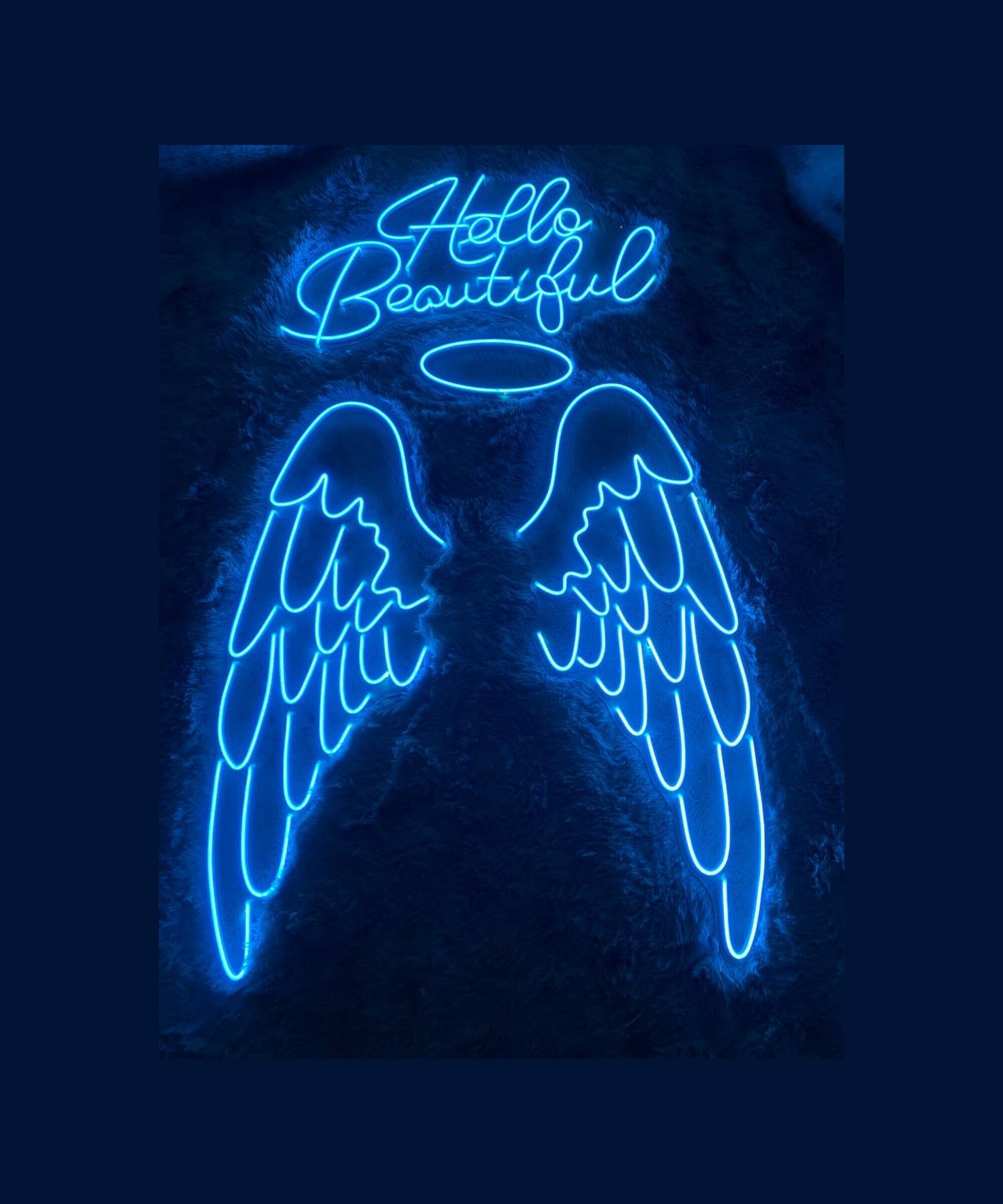 Hello Beautiful Angel Wings Neon Sign Event Decor