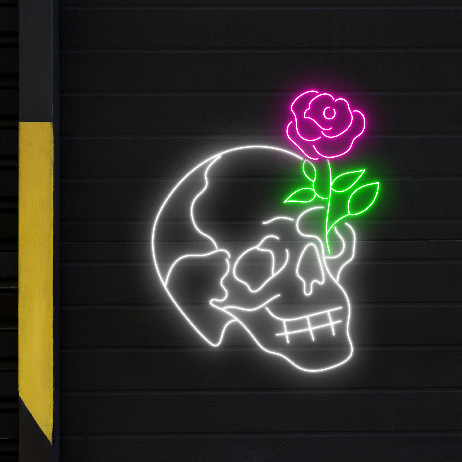 Floral Skull Neon Sign Skull With Rose Wall Art Home Decor