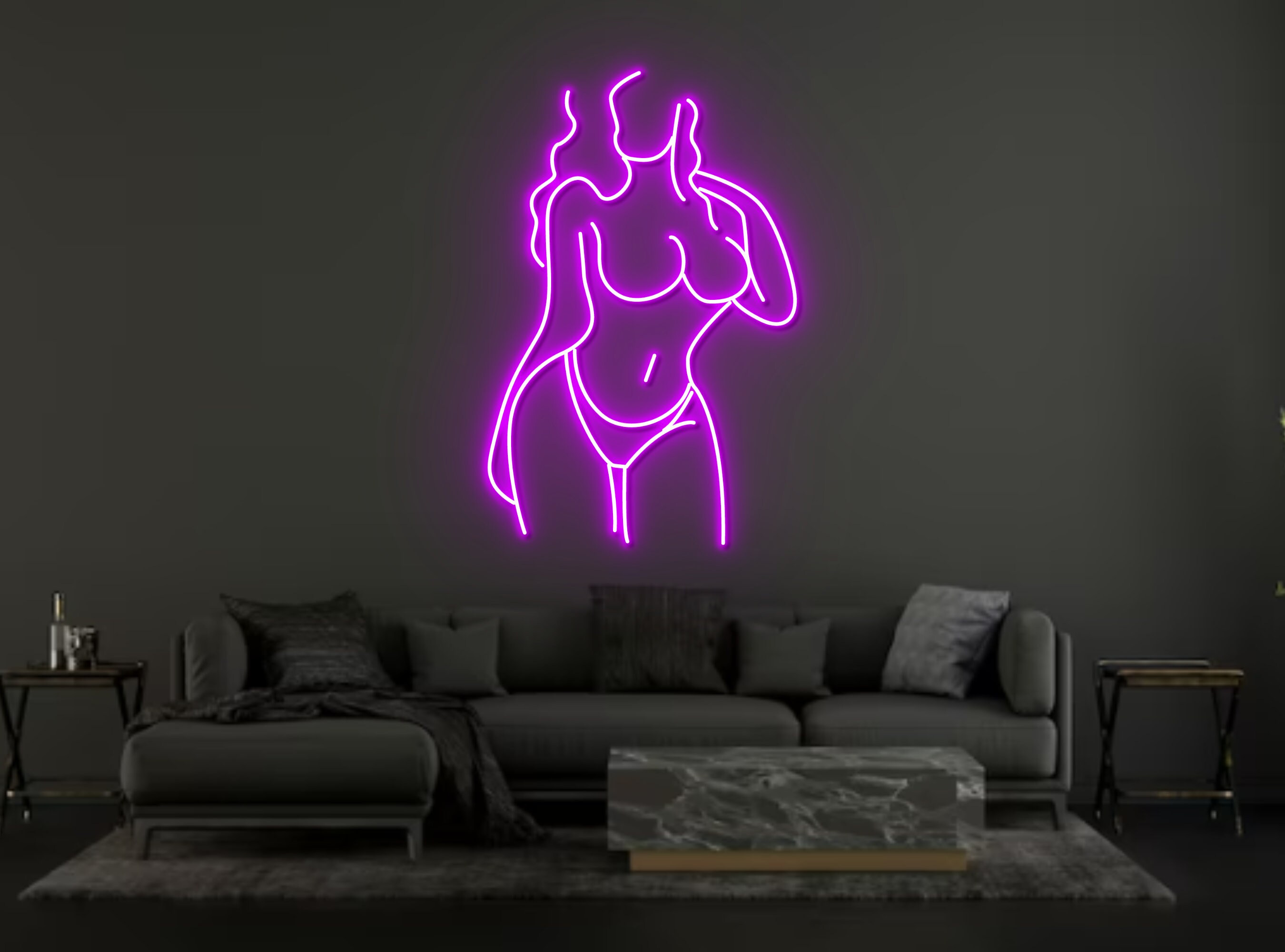 Sexy Beautiful Body Woman Line Art Neon Signs Abstract Art