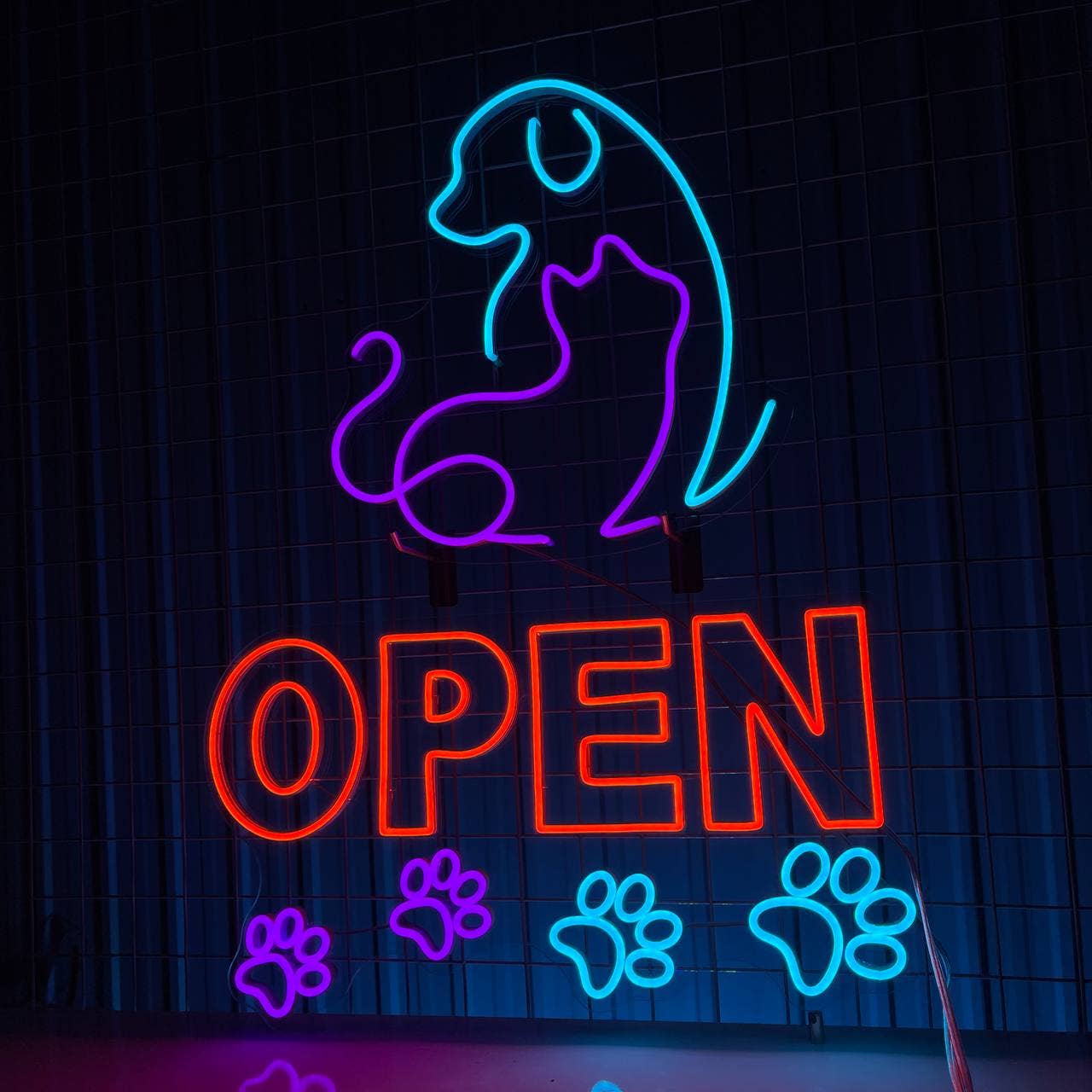 Open Pet Shop Neon Signs Welcome Sign for Pet Salon Vet