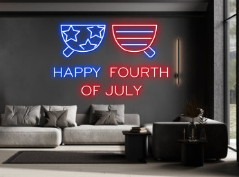 US Flag Neon Sign Independence Day Wall Decor