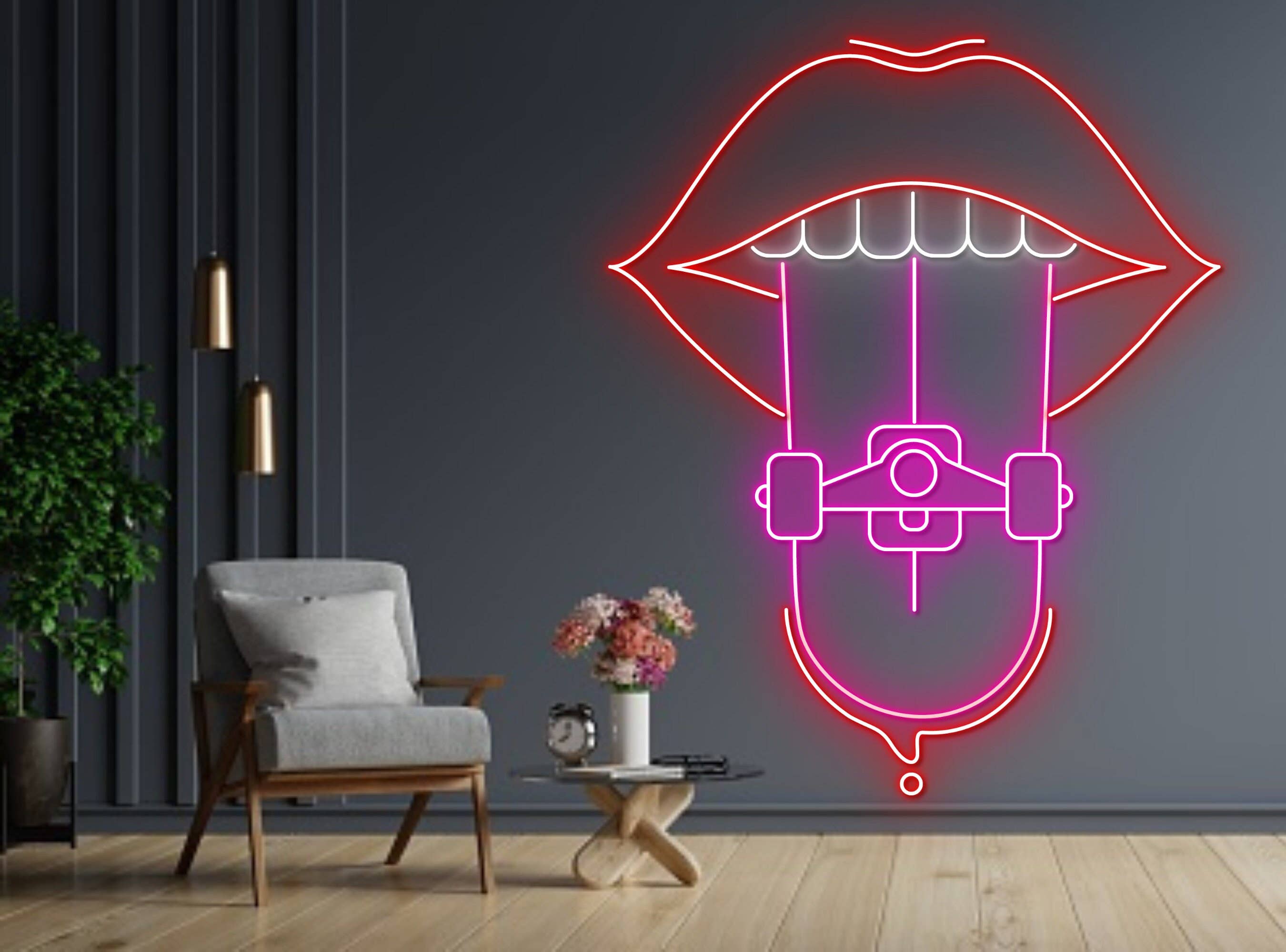 Sexy Lips And Surfboard Neon Signs