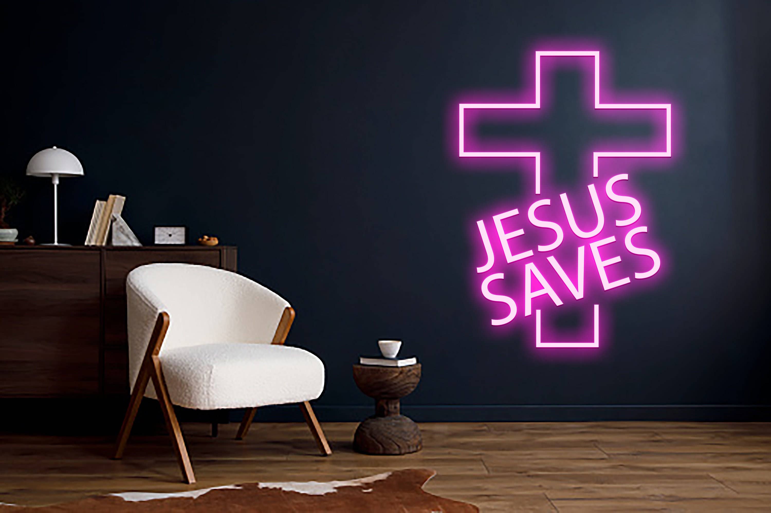 Jesus Saves Neon Sign Cross Jesus LED sign