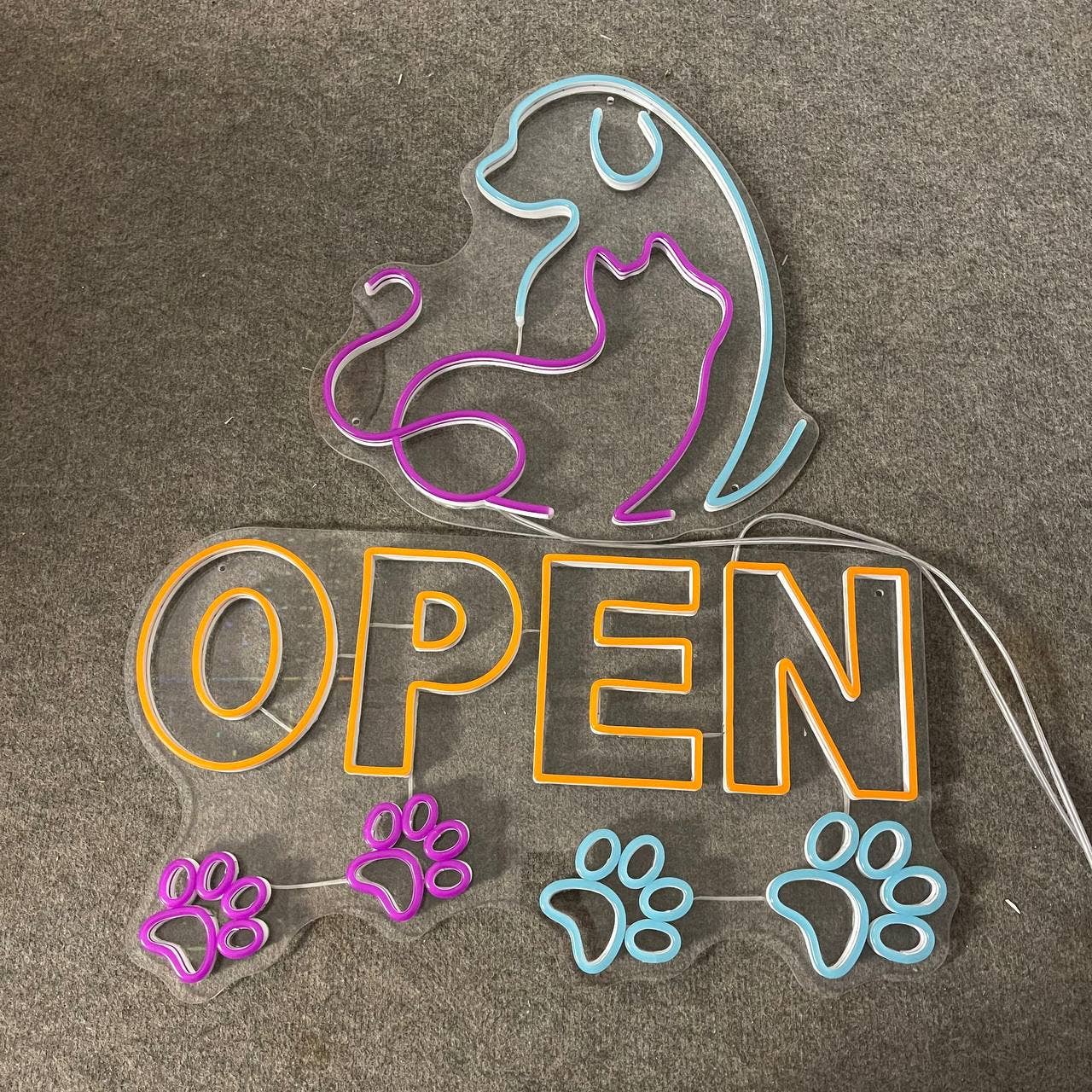 Open Pet Shop Neon Signs Welcome Sign for Pet Salon Vet