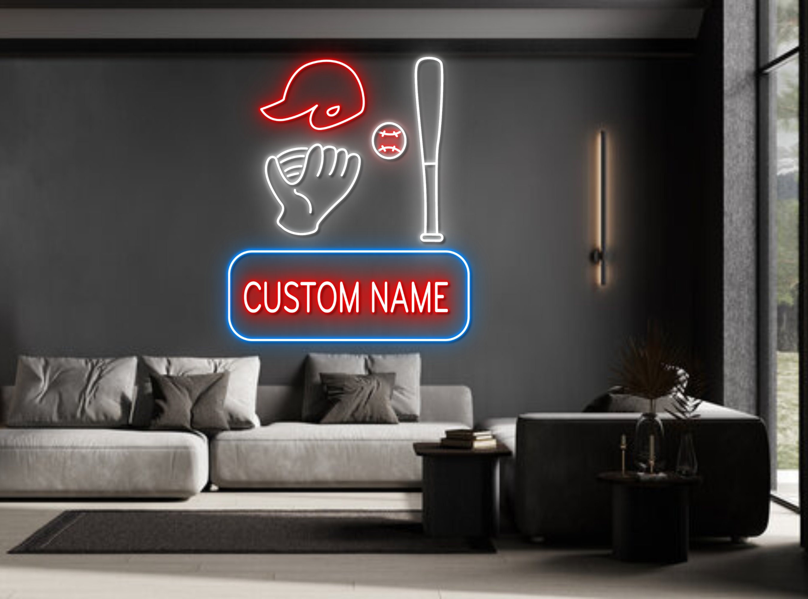 Custom Name Baseball Neon Sign Wall Decor