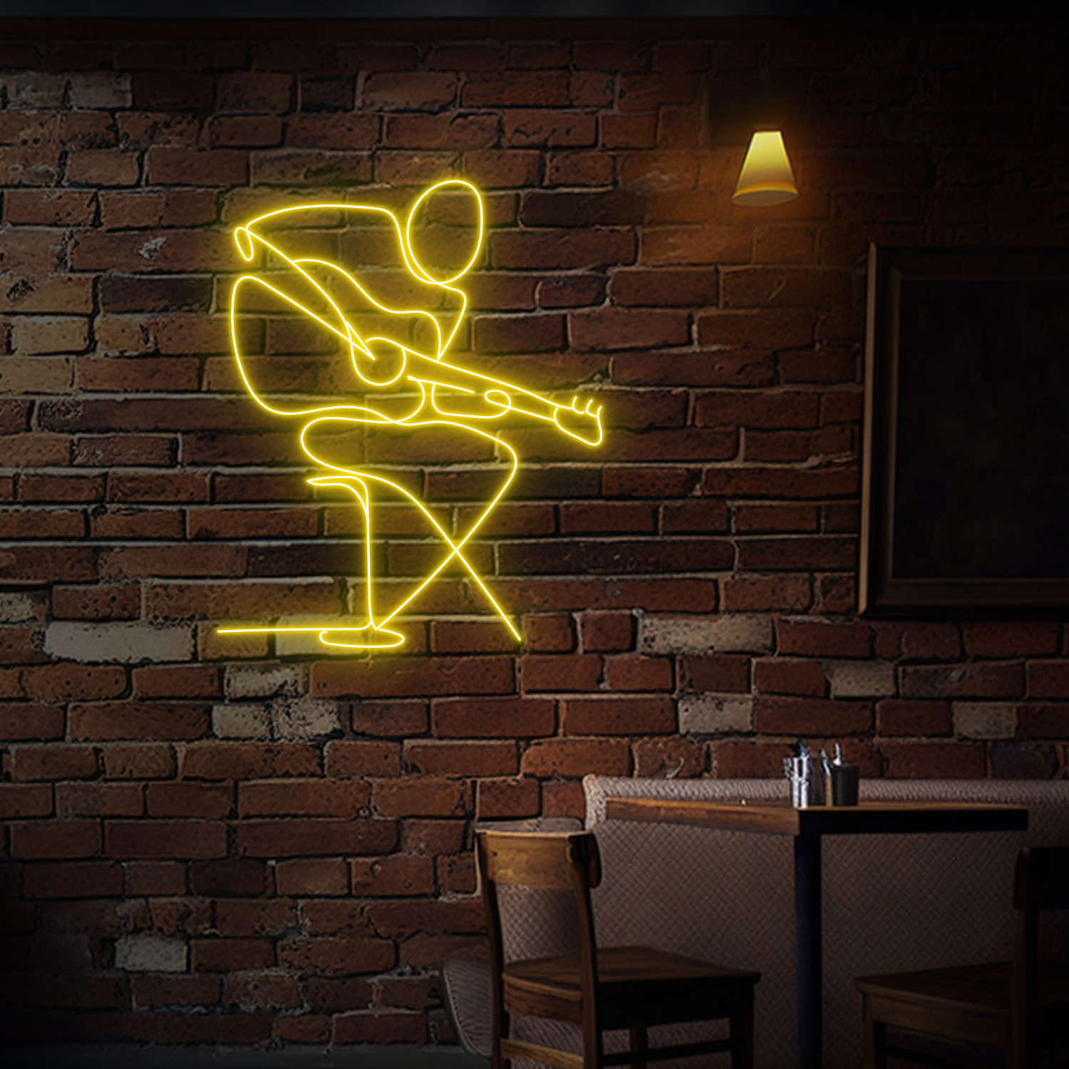 Guitarist Neon LED Sign Play Guitar Line Art Wall Home Decor