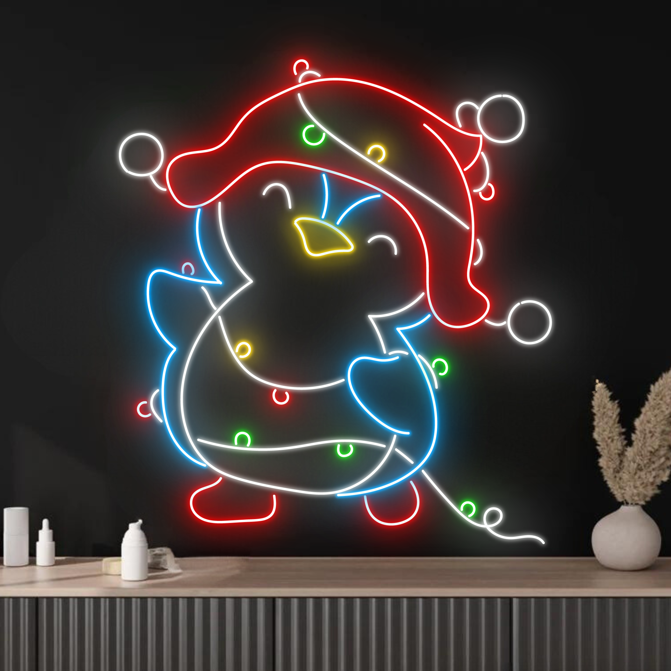 Penguin Christmas Neon Sign Christmas Lights Decoration