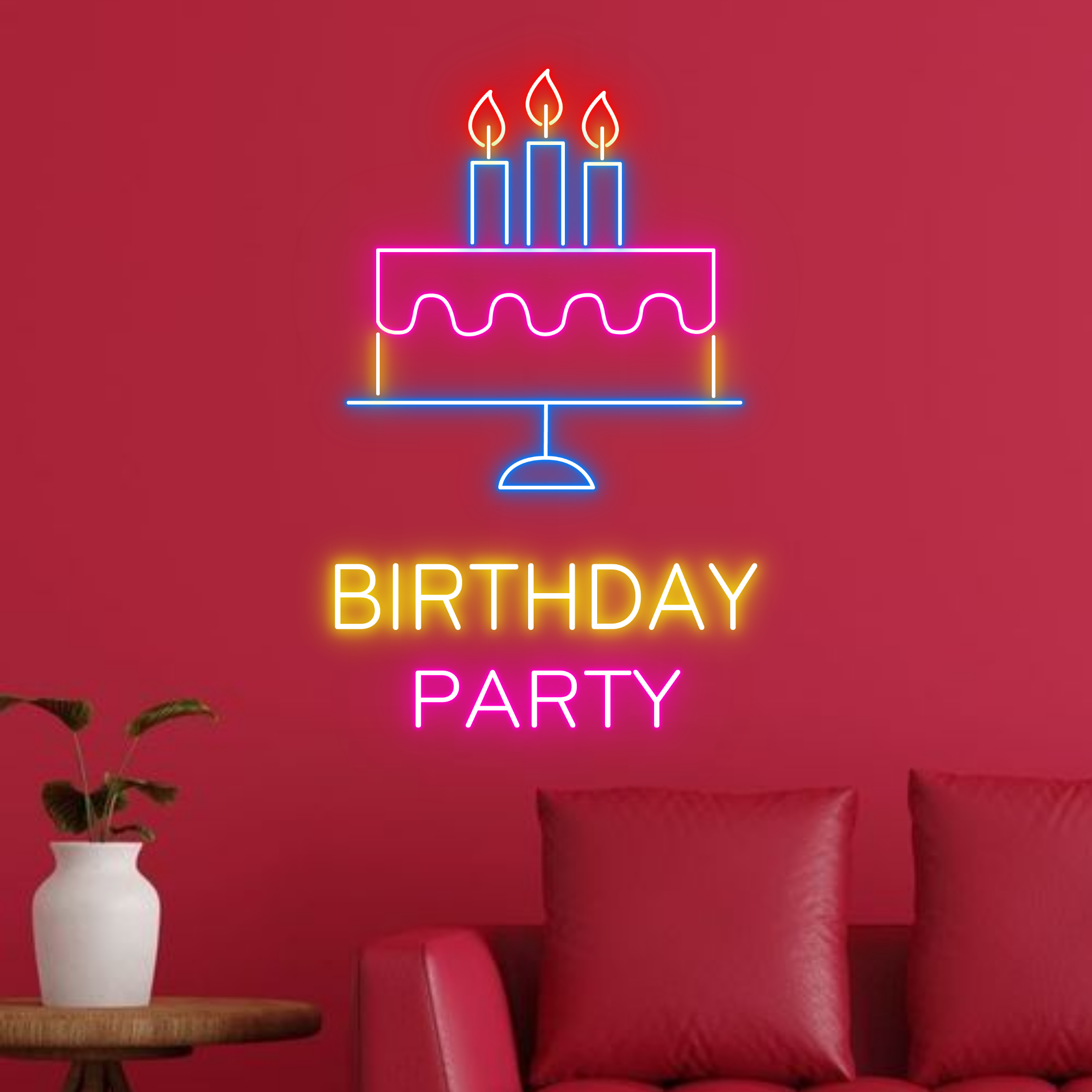 Personalize Birthday Cake Neon Sign Bakery Party Wall Decor