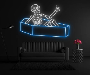 Cool Skull In Coffin Neon Sign