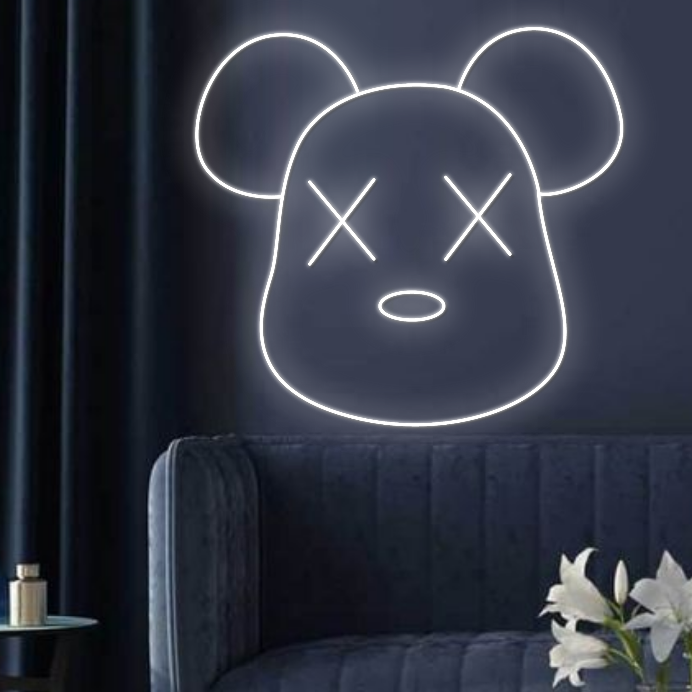 KAWS Supreme Face Neon Signs Cartoon Wall Art Decor