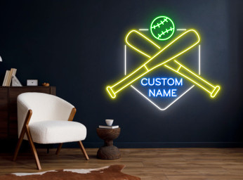 Custom Name Baseball Neon Sign Hanging Sign Wall Art