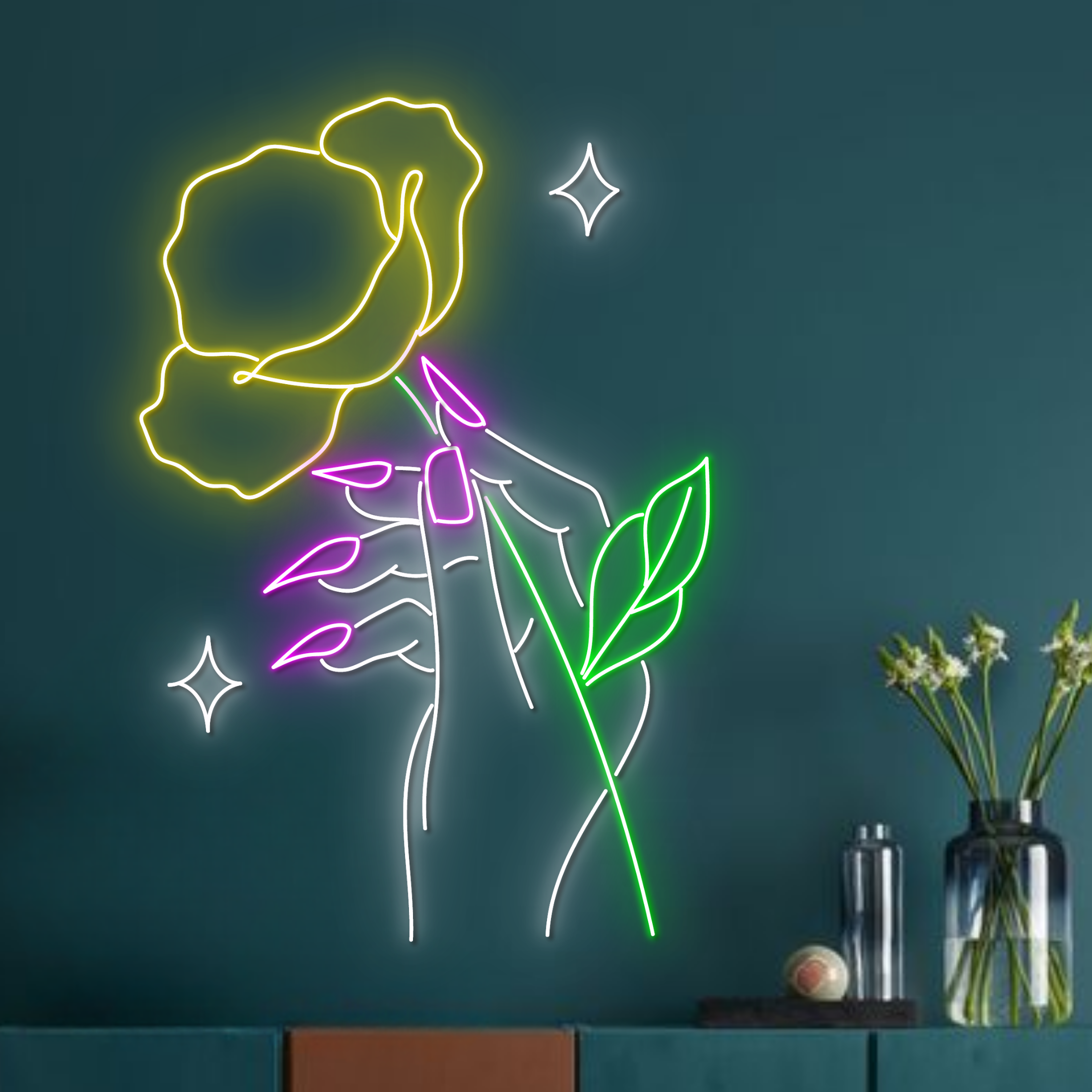 Flower and Nails Neon Signs Flower Nails Studio Shop Decor