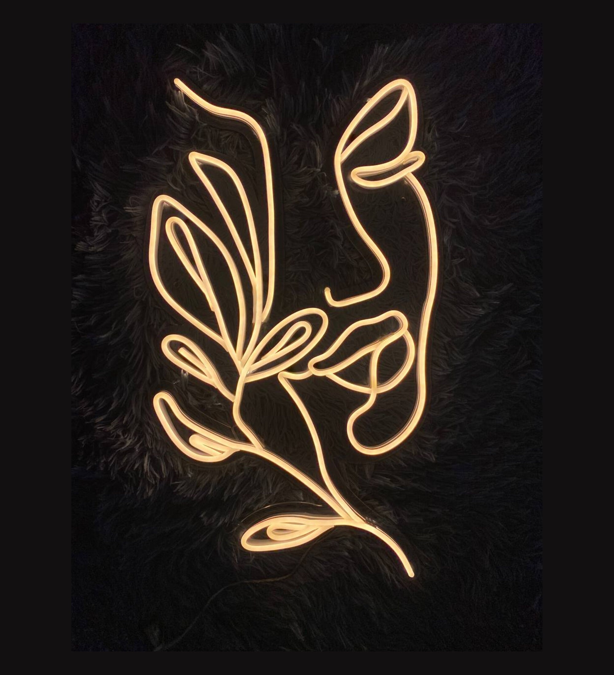 Female Face With Leaves Neon Sign