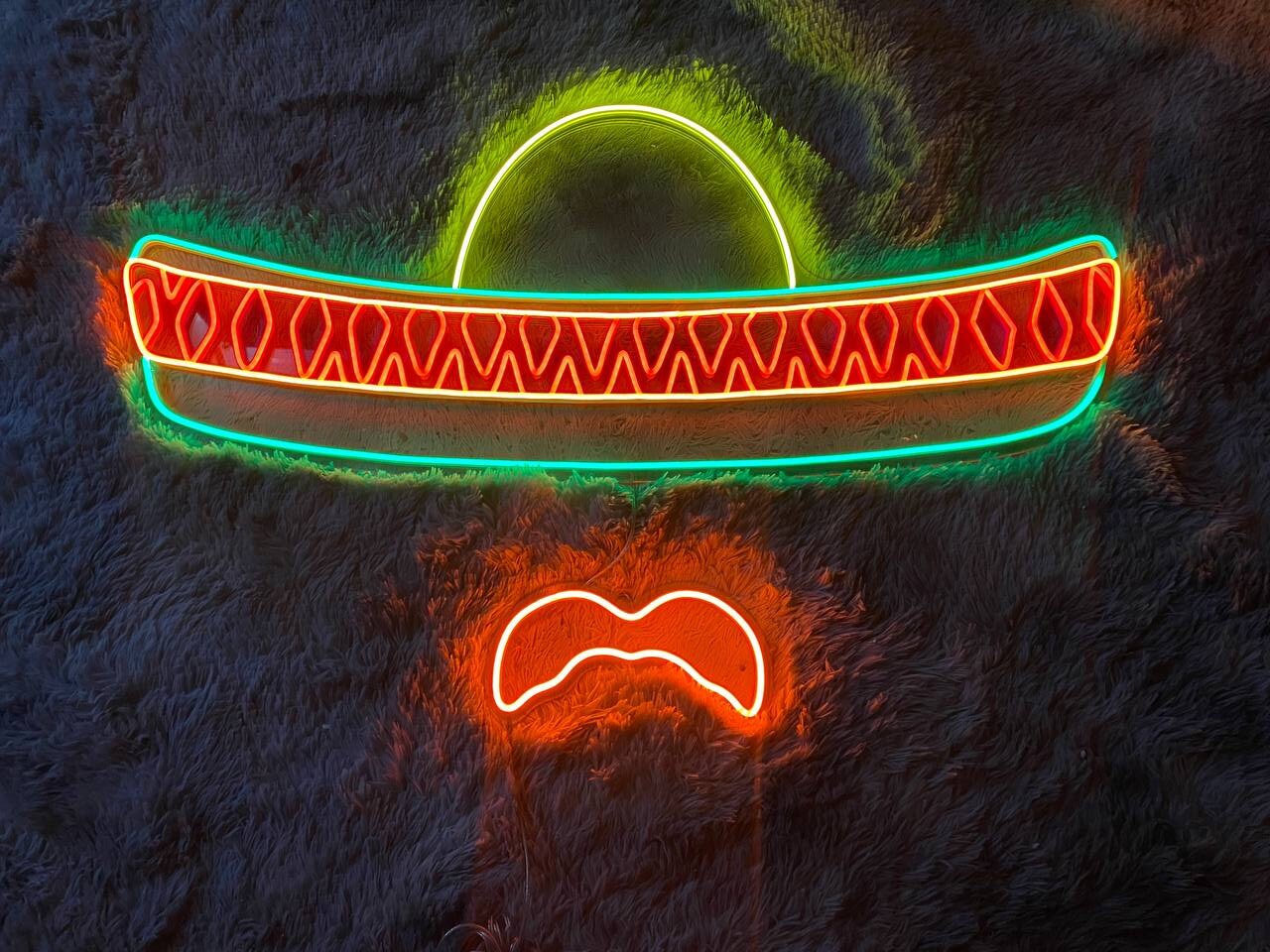 Mexican Man Hat Fiesta Sombreros Neon Sign