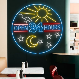 Open 24h Neon Sign Bar Pub Convenient Store Wall Decor